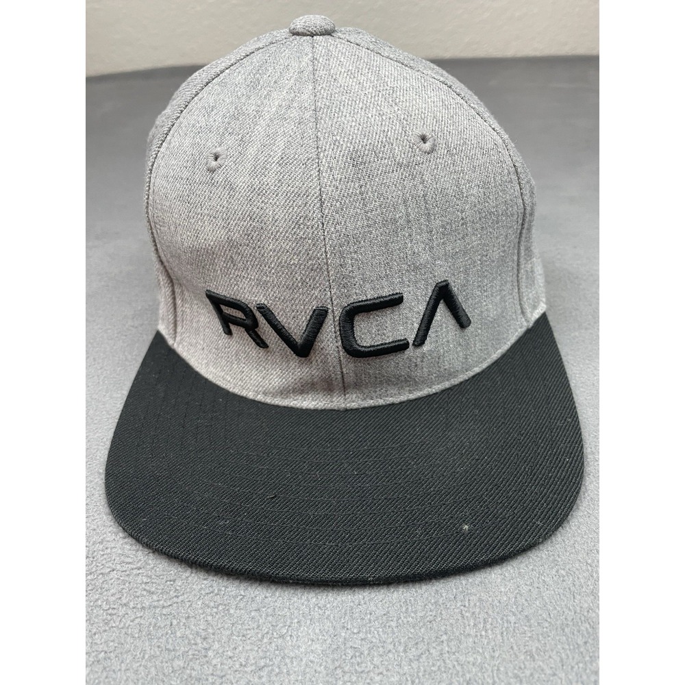 RVCA Hat Adult One Size Gray Hat Cap‎ Snap Back Black Brim MMA